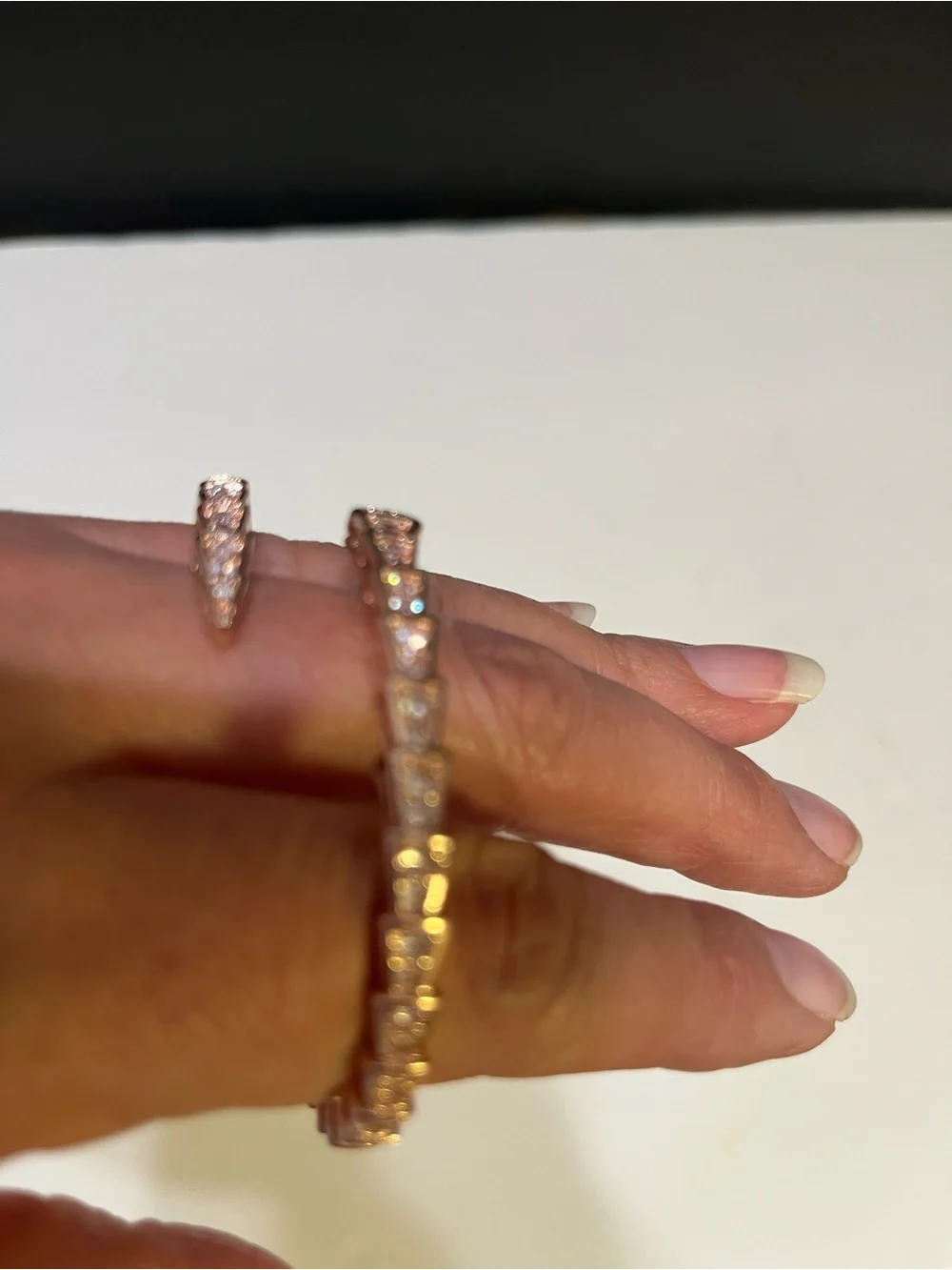 Elegant Rose Gold CZ Snake Bracelet Bangle Small